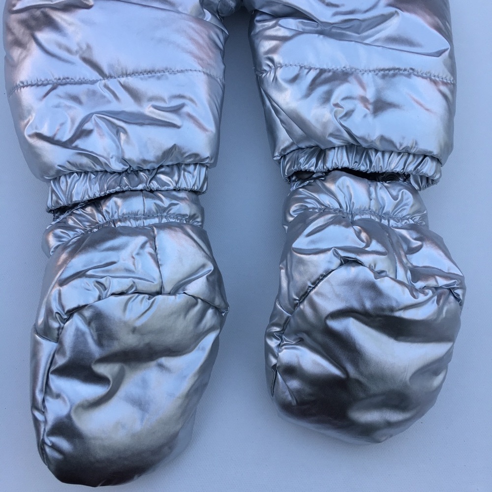 Gymboree Infant Baby Newborn 0 Mths Bunting Silver One Piece Puffer Snowsuit New - Picture 7 of 12